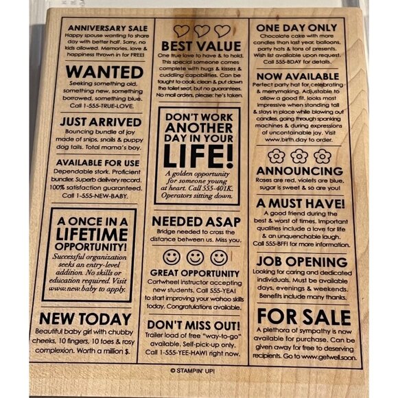 Stampin Up! Classifieds Wood-Mounted Rubber Stamps Set - Picture 1 of 3